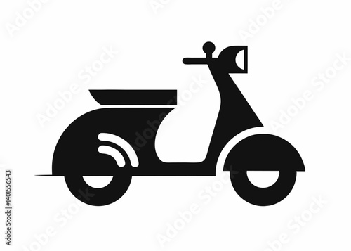 Retro Scooter Silhouette: A classic scooter silhouette in black, capturing the essence of vintage charm, perfect for design projects.