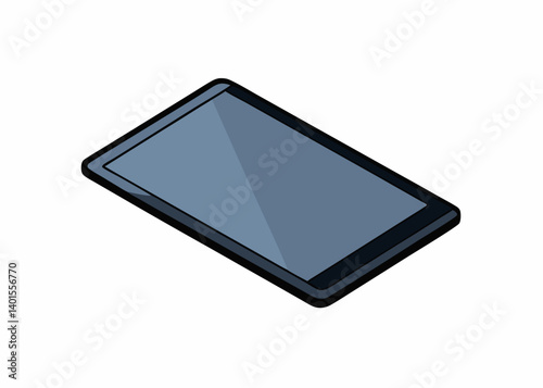 Modern Digital Tablet: An isometric perspective presents a sleek, contemporary digital tablet, poised as a symbol of modern technology and digital communication.