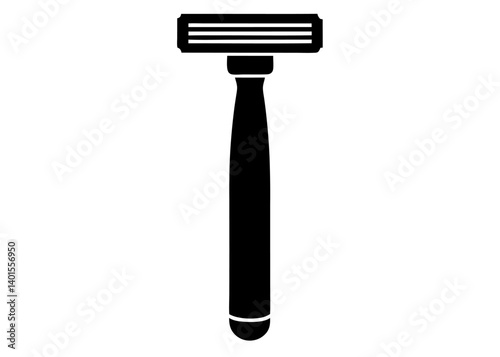 Razor Silhouette: A clean and stylish silhouette of a modern razor. A sleek design representing personal grooming and hygiene.