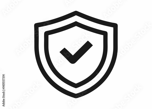 Icon of Security and Protection: A sleek shield design with a checkmark, symbolizing safety, protection, and assurance, ready to be integrated into various design applications. 