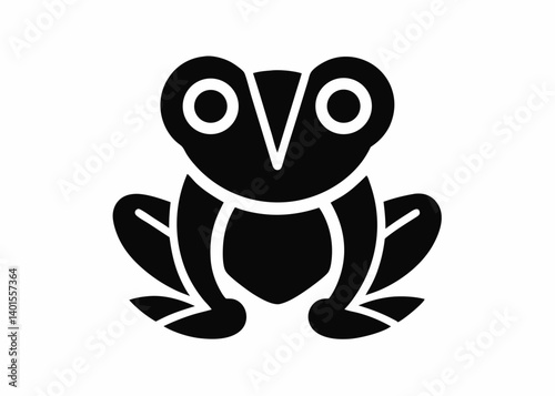 Frog Silhouette: A minimalist black frog silhouette against a pristine background, showcasing a sleek, modern aesthetic.
