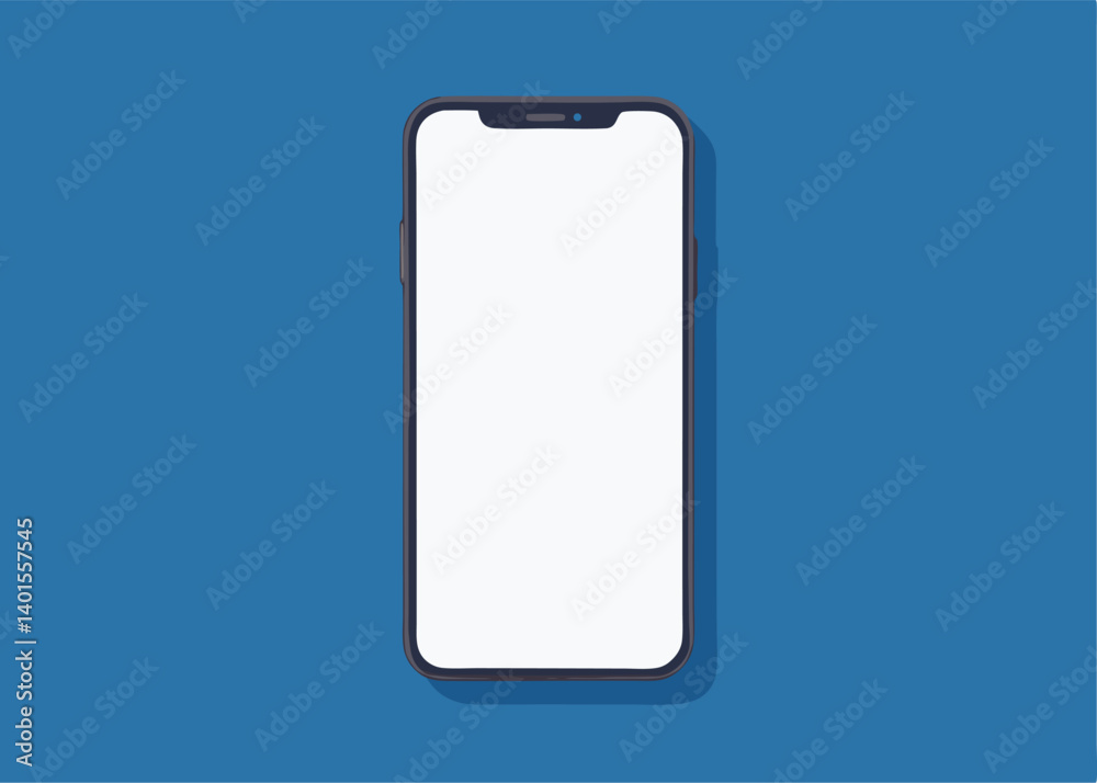 Smartphone on Blue Canvas: Modern smartphone displayed on a sleek blue canvas, suggesting technology, communication, and connectivity. A blank screen ready for digital interactions. Smartphone on Blue Canvas: Modern smartphone displayed on a sleek blue canvas, suggesting technology, communication, and connectivity. A blank screen ready for digital interactions.