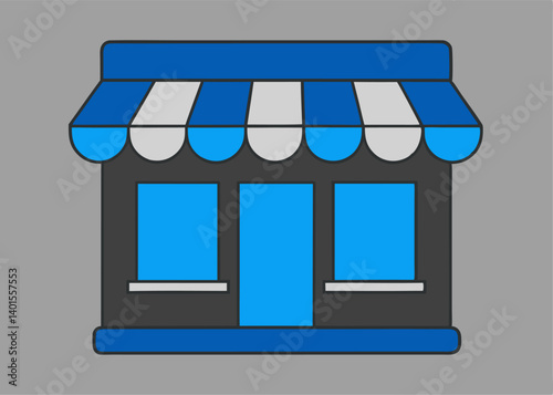 Shopfront Illustration: A clean, modern illustration of a shopfront, perfect for representing retail businesses or commercial establishments.