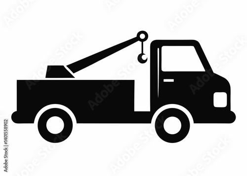 Tow Truck Silhouette: A stark, graphic depiction of a tow truck against a minimalist backdrop, emphasizing its robust form and utilitarian function.