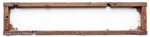 Weathered wood picture frame, isolated on white, chic, white background, asset