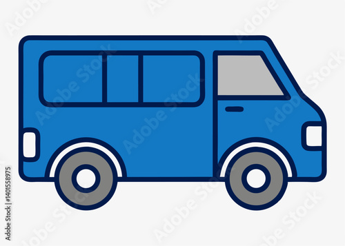 Blue Van: A simple, illustrative depiction of a classic blue van, perfect for conveying concepts of travel, transportation, or family outings.