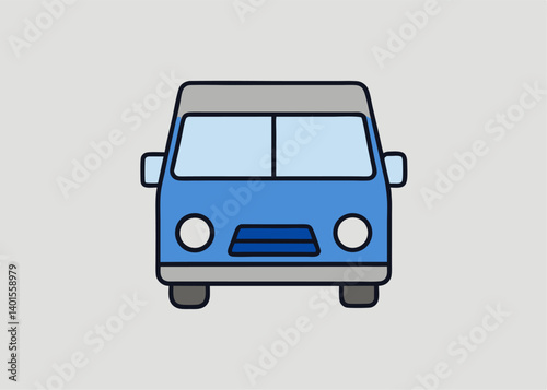 Blue Van Icon: A simple yet stylish icon of a blue van, a versatile mode of transport, presented in a clean, minimalistic style. Ideal for design and graphic usage.