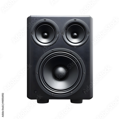 3D Dolby speaker icon isolated on transparent background featuring a modern sound device design ideal for audio