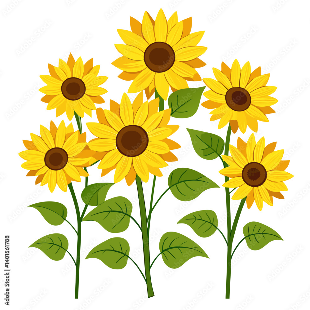 Fototapeta premium sunflower isolated on white Vector icon illustration silhouette Graphics design white background