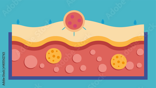 Crosssection of Skin A crosssectional view of the skin displaying the impact of nanoparticles on the pore structure and surrounding skin cells.