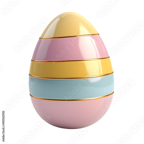 3D Easter egg icon isolated on transparent background featuring vibrant patterns perfect for spring celebrations photo