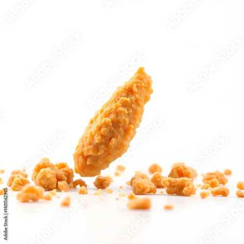 Crispy Fried Chicken Crumbs Floating in Air