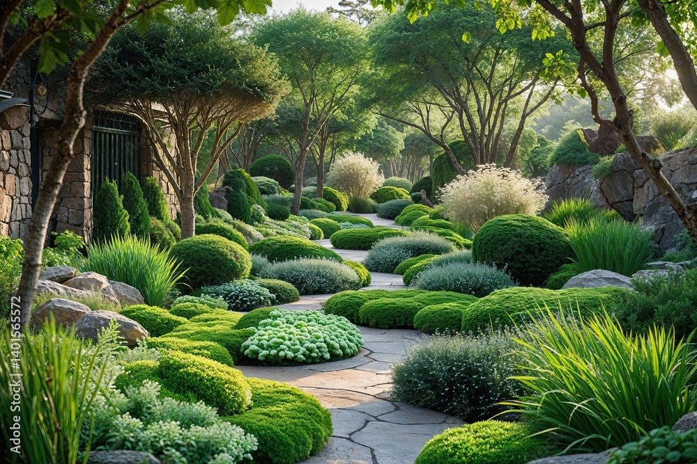 Fototapeta premium Lush Green Outdoor Herb Garden Environments