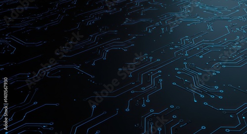 Abstract dark background with blue circuit board pattern technology concept. photo