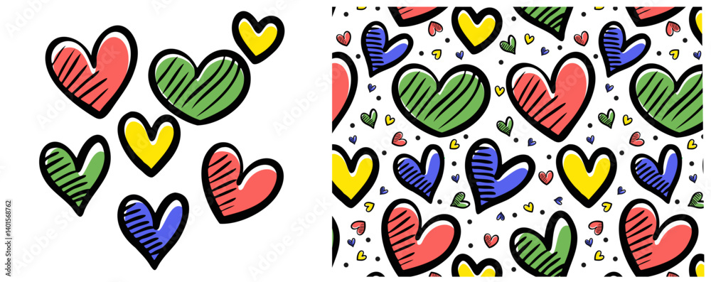 Heart Icons Set, hand drawn icons and illustrations for valentines and wedding Heart Icons Set, hand drawn icons and illustrations for valentines and wedding