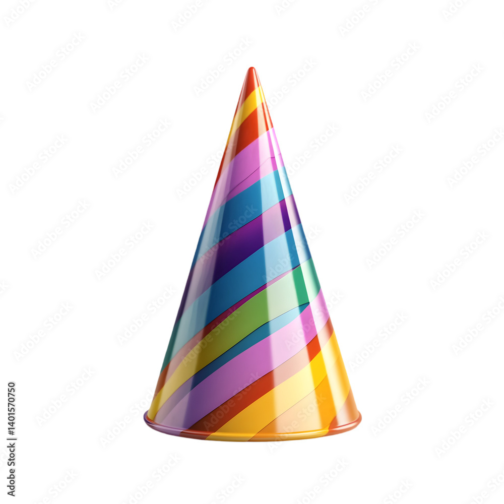 3D party hat icon isolated on transparent background featuring a colorful and playful design perfect for celebration 3D party hat icon isolated on transparent background featuring a colorful and playful design perfect for celebration
