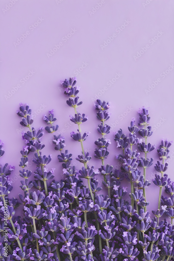 Naklejka premium lavender flowers on purple background