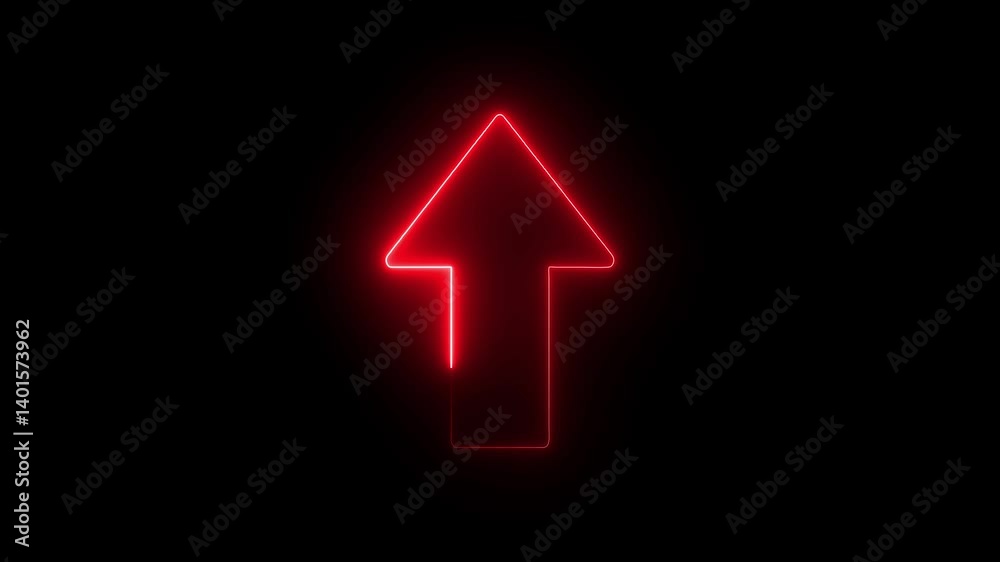 Neon line Up direction animated arrow .Animation of sweep arrow icon, upward and transparent white swipe up pointing arrow icon.