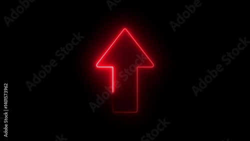 Neon line Up direction animated arrow .Animation of sweep arrow icon, upward and transparent white swipe up pointing arrow icon.
