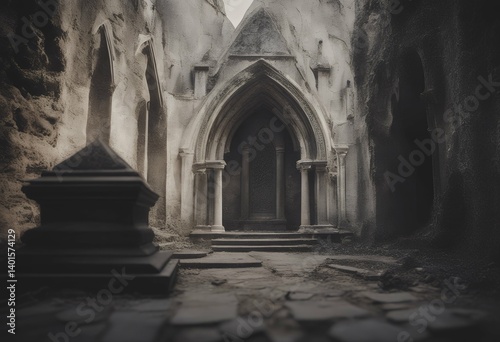 scene tomb opened gothic evil blue cemetery cross fear dead halloween design black nature die moonlight old illustration element background night horror grunge burial dark moon life funeral death