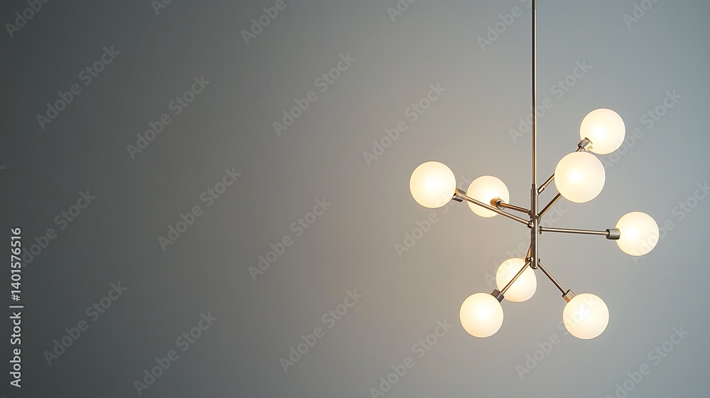 Obraz premium Modern interior chandelier with LED design, featuring a minimalist look and ample copy space for text or design