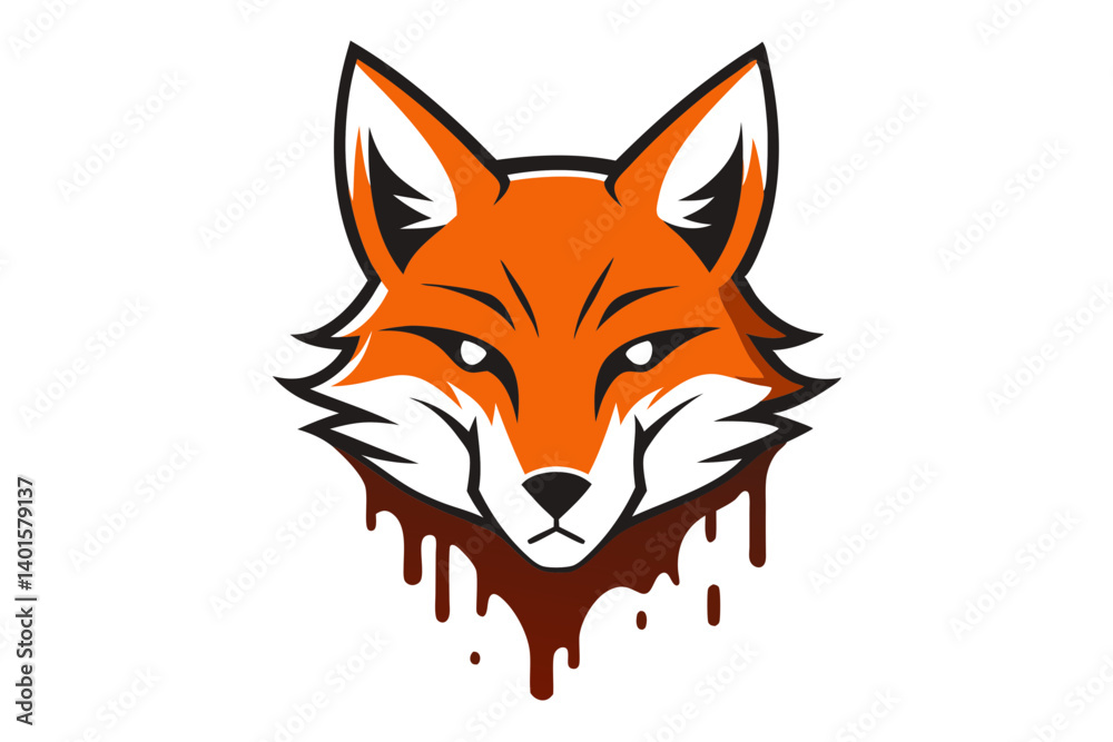 Stylish Fox Tattoo with Dripping Paint Stylish Fox Tattoo with Dripping Paint