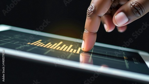 Businessman analyzing financial growth chart on digital tablet