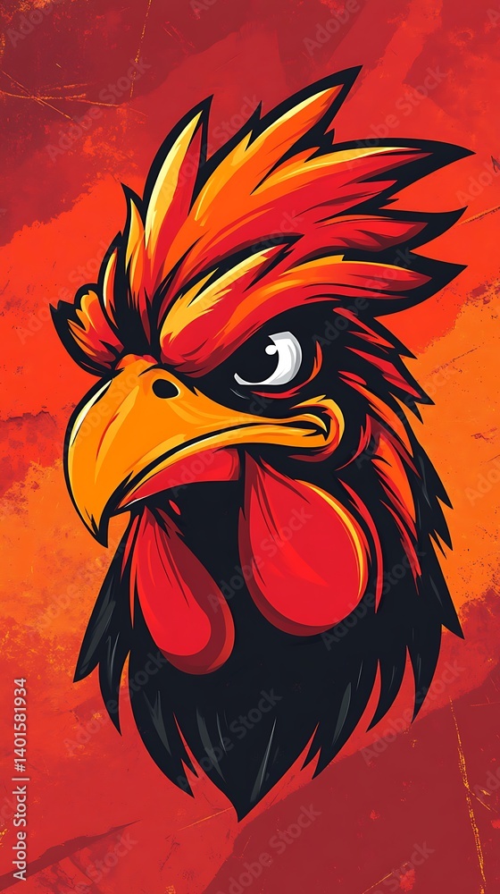 Obraz premium Rooster Portrait, Fierce Style