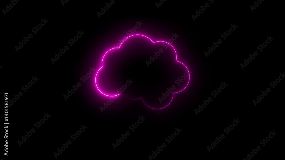 Cloud computing glowing neon line Downloading icon animation on black background. cloud storage network conception from a plurality of hosts and communications Weather Cloud icon animation 