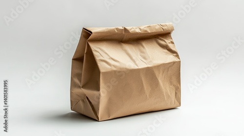 Wallpaper Mural Brown paper bag stands on white. Top is crumpled Torontodigital.ca