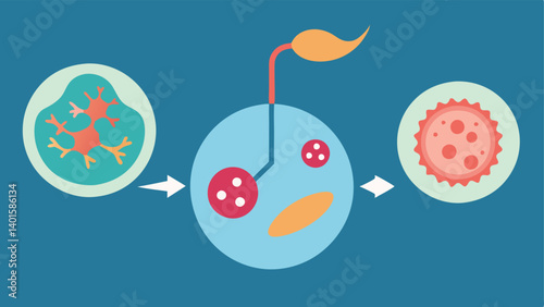 Regenerative Cell Therapy A graphical representation of stem cells regenerating damaged tissue. The image transitions from damaged cells to healthy tissue showcasing healing