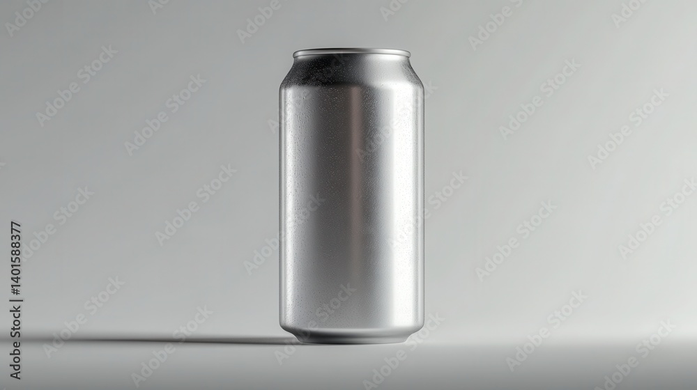 Sleek silver can stands against a muted backdrop, showcasing a minimalist, modern design with subtle reflections Sleek silver can stands against a muted backdrop, showcasing a minimalist, modern design with subtle reflections