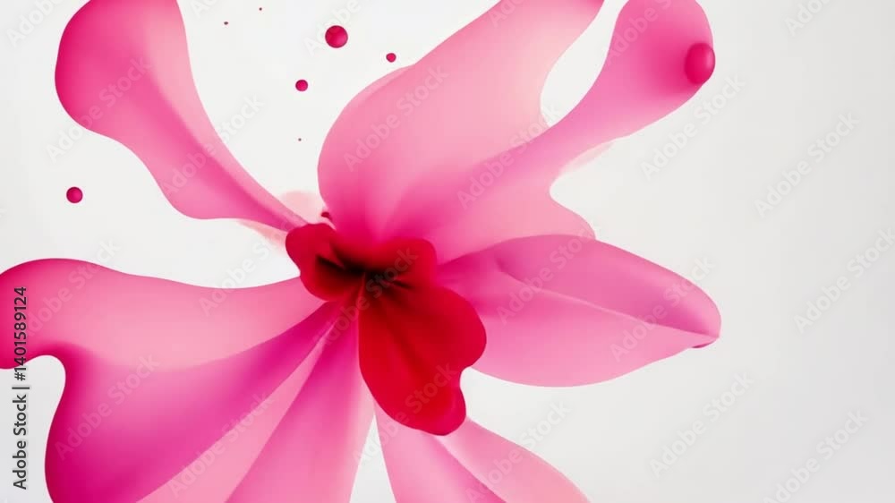 Watercolor painting of a pink flower with splatters on a white background in an abstract style Watercolor painting of a pink flower with splatters on a white background in an abstract style