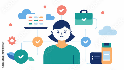 Behavioral Adjustment Suggestions An illustration showing an AIpowered system tracking lifestyle habits and providing tailored reminders or tips to help individuals make healthier