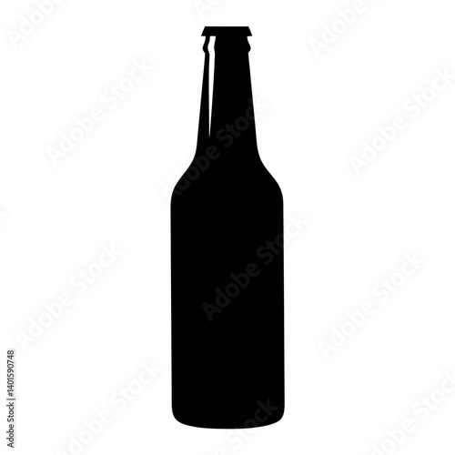 beer bottle black silhouette icon - of a soft drinks beer bottle simple vector art