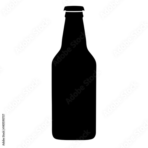 beer bottle black silhouette icon - of a soft drinks beer bottle simple vector art