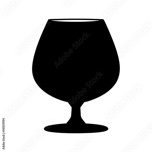 brandy snifter black silhouette icon - of a soft drinks brandy snifter simple vector art