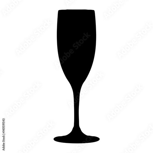 champagne flute black silhouette icon - of a soft drinks champagne flute simple vector art