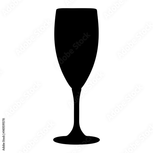 champagne flute black silhouette icon - of a soft drinks champagne flute simple vector art