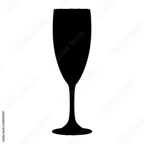 champagne flute black silhouette icon - of a soft drinks champagne flute simple vector art