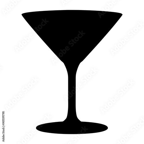 cocktail glass black silhouette icon - of a soft drinks cocktail glass simple vector art