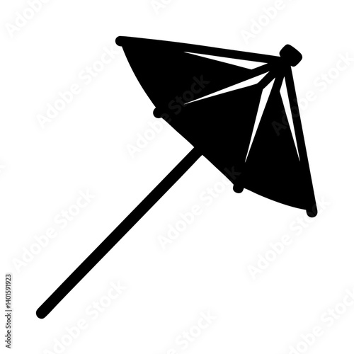 cocktail umbrella black silhouette icon - of a soft drinks cocktail umbrella simple vector art
