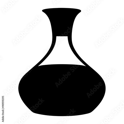decanter with red wine black silhouette icon - of a soft drinks decanter with red wine simple vector art