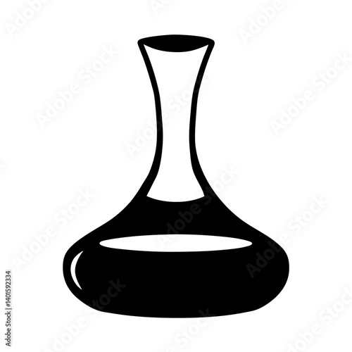 decanter with red wine black silhouette icon - of a soft drinks decanter with red wine simple vector art