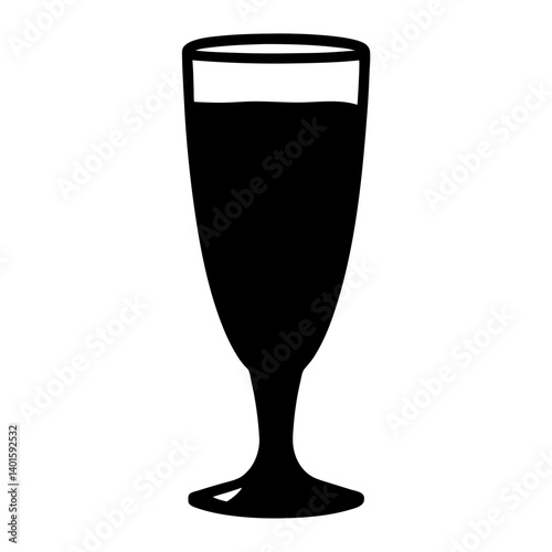 eggnog glass black silhouette icon - of a  eggnog glass simple vector art