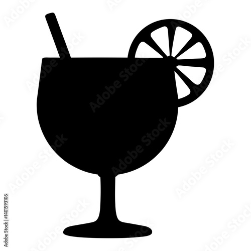 gin and tonic with lime black silhouette icon - of a soft drinks gin and tonic with lime simple vector art