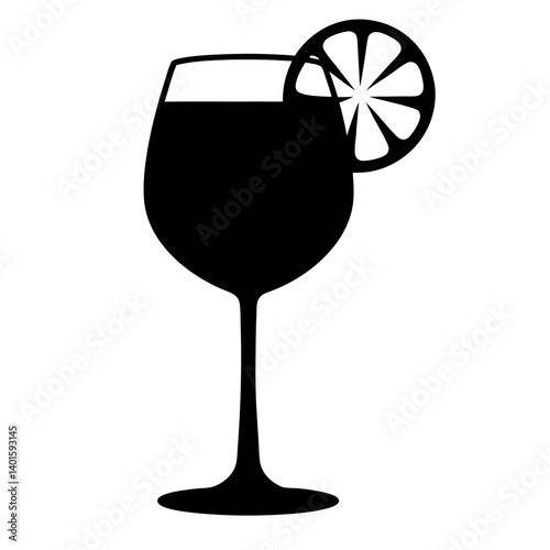 gin and tonic with lime black silhouette icon - of a soft drinks gin and tonic with lime simple vector art