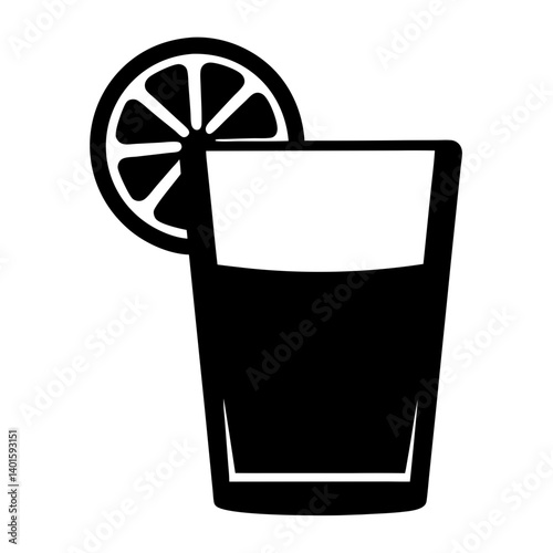 gin and tonic with lime black silhouette icon - of a soft drinks gin and tonic with lime simple vector art