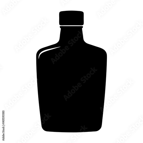 gin bottle black silhouette icon - of a soft drinks gin bottle simple vector art