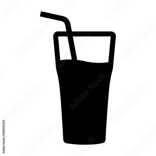 glass of iced lemonade black silhouette icon - of a soft drinks glass of iced lemonade simple vector art